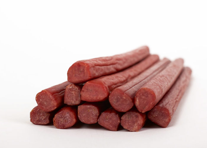 beef snack sticks stacked